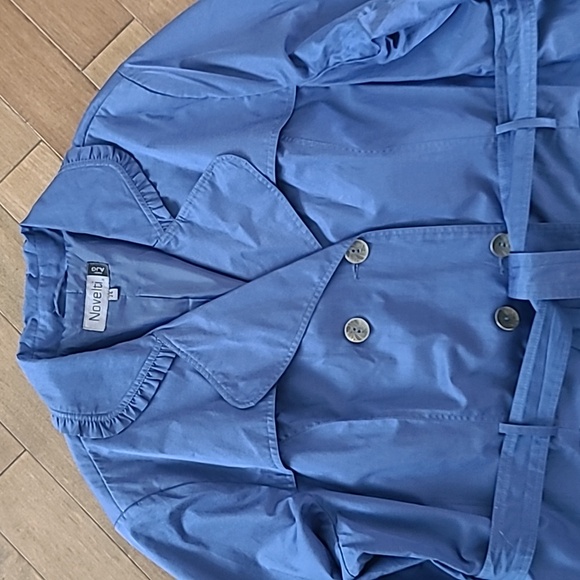 Novelti AJG Belted Blue Trench Jacket Plus Size 2X - Picture 3 of 11